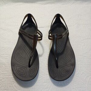 Crocs Isabella Womens Black Strappy Sandals Size W8 Comfortable Lightweight